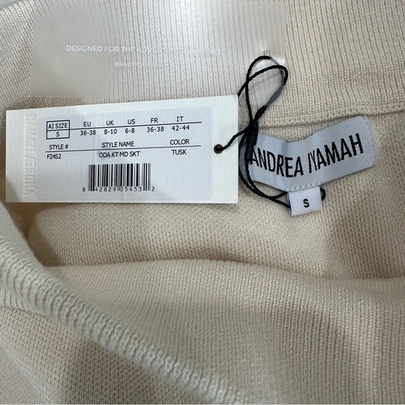 ANDREA IYAMAH ODA Scalloped Knit Skirt Tusk Small Designer Quiet Luxury NWT READ - Picture 2 of 11